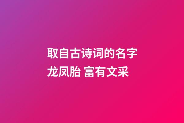 取自古诗词的名字龙凤胎 富有文采